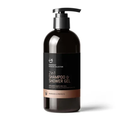 PANDROSIA Greek Treasures Σαμπουάν - Αφρόλουτρο, 2 σε 1 με βιολογική αλόη, βιολογικό λάδι ελιάς, ρόδι & πράσινο τσάι 500ml