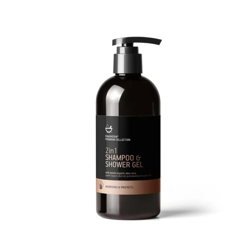 Greek Treasures Σαμπουάν - Αφρόλουτρο, 2 σε 1 με βιολογική αλόη, βιολογικό λάδι ελιάς, ρόδι & πράσινο τσάι 300ml